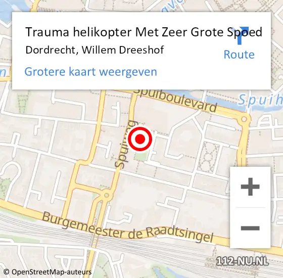 Locatie op kaart van de 112 melding: Trauma helikopter Met Zeer Grote Spoed Naar Dordrecht, Willem Dreeshof op 4 mei 2024 12:29