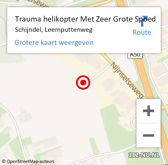 Locatie op kaart van de 112 melding: Trauma helikopter Met Zeer Grote Spoed Naar Schijndel, Leemputtenweg op 4 mei 2024 12:31