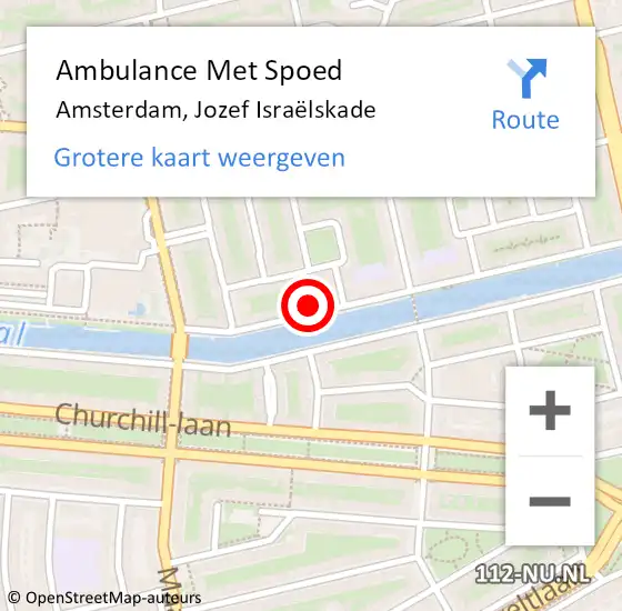Locatie op kaart van de 112 melding: Ambulance Met Spoed Naar Amsterdam, Jozef Israëlskade op 4 mei 2024 12:39