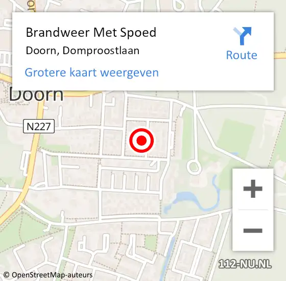 Locatie op kaart van de 112 melding: Brandweer Met Spoed Naar Doorn, Domproostlaan op 4 mei 2024 12:41