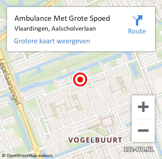 Locatie op kaart van de 112 melding: Ambulance Met Grote Spoed Naar Vlaardingen, Aalscholverlaan op 4 mei 2024 12:48