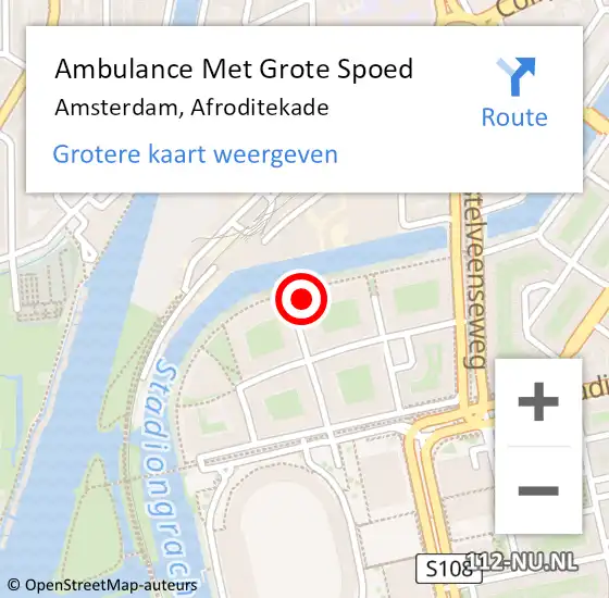 Locatie op kaart van de 112 melding: Ambulance Met Grote Spoed Naar Amsterdam, Afroditekade op 4 mei 2024 12:54