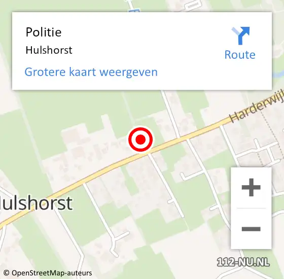 Locatie op kaart van de 112 melding: Politie Hulshorst op 4 mei 2024 12:54