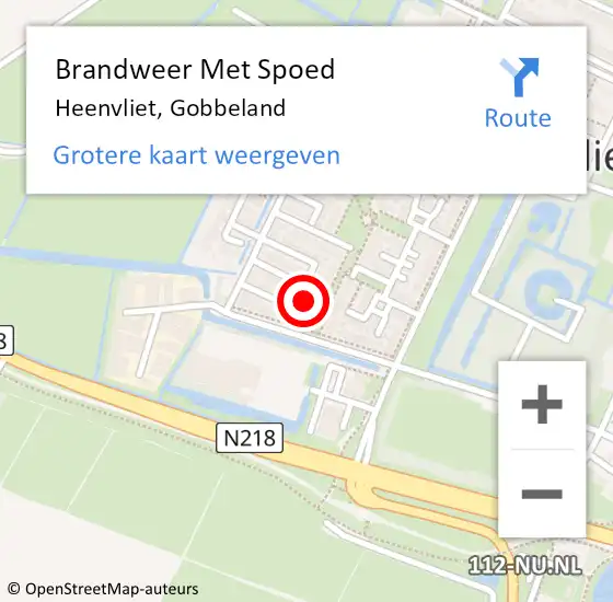 Locatie op kaart van de 112 melding: Brandweer Met Spoed Naar Heenvliet, Gobbeland op 4 mei 2024 13:00