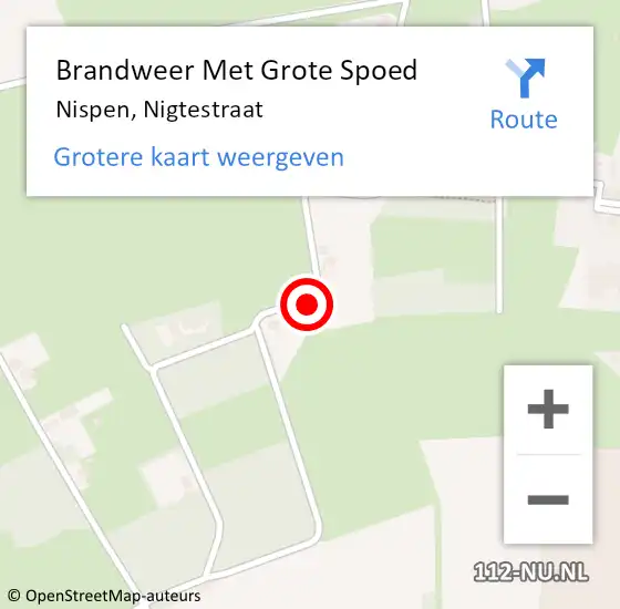 Locatie op kaart van de 112 melding: Brandweer Met Grote Spoed Naar Nispen, Nigtestraat op 4 mei 2024 13:04