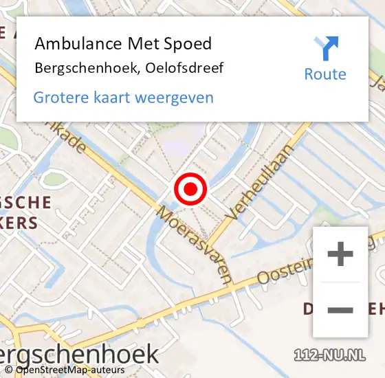 Locatie op kaart van de 112 melding: Ambulance Met Spoed Naar Bergschenhoek, Oelofsdreef op 4 mei 2024 13:08