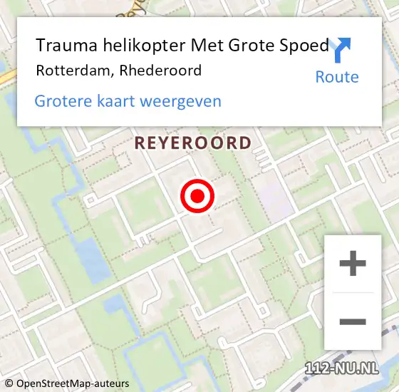 Locatie op kaart van de 112 melding: Trauma helikopter Met Grote Spoed Naar Rotterdam, Rhederoord op 4 mei 2024 13:11