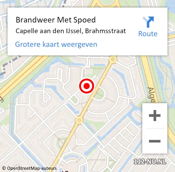 Locatie op kaart van de 112 melding: Brandweer Met Spoed Naar Capelle aan den IJssel, Brahmsstraat op 4 mei 2024 13:12