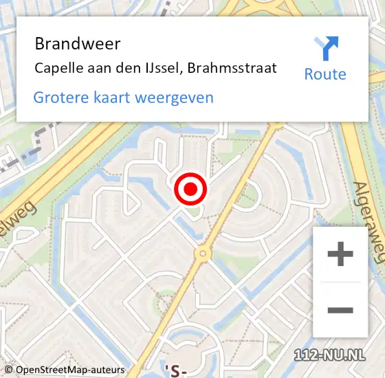 Locatie op kaart van de 112 melding: Brandweer Capelle aan den IJssel, Brahmsstraat op 4 mei 2024 13:13