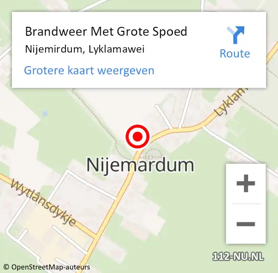 Locatie op kaart van de 112 melding: Brandweer Met Grote Spoed Naar Nijemirdum, Lyklamawei op 4 mei 2024 13:16