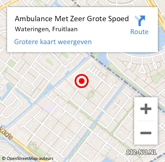 Locatie op kaart van de 112 melding: Ambulance Met Zeer Grote Spoed Naar Wateringen, Fruitlaan op 4 mei 2024 13:18