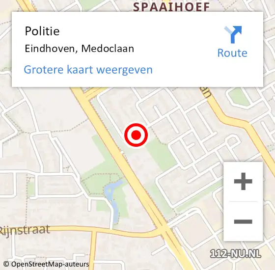 Locatie op kaart van de 112 melding: Politie Eindhoven, Medoclaan op 4 oktober 2014 17:09