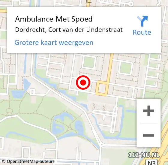 Locatie op kaart van de 112 melding: Ambulance Met Spoed Naar Dordrecht, Cort van der Lindenstraat op 4 mei 2024 13:21