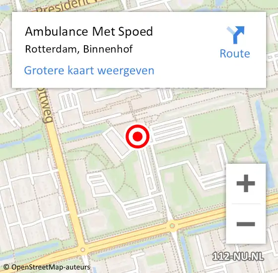 Locatie op kaart van de 112 melding: Ambulance Met Spoed Naar Rotterdam, Binnenhof op 4 mei 2024 13:29