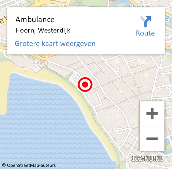 Locatie op kaart van de 112 melding: Ambulance Hoorn, Westerdijk op 4 mei 2024 13:34