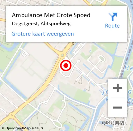 Locatie op kaart van de 112 melding: Ambulance Met Grote Spoed Naar Oegstgeest, Abtspoelweg op 4 mei 2024 13:35