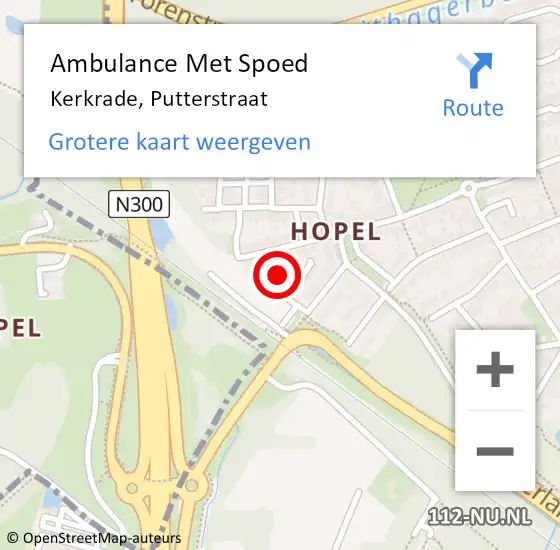 Locatie op kaart van de 112 melding: Ambulance Met Spoed Naar Kerkrade, Putterstraat op 4 oktober 2014 17:12