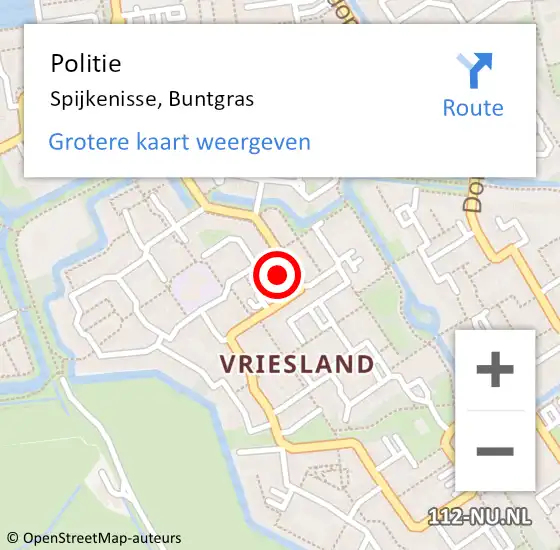 Locatie op kaart van de 112 melding: Politie Spijkenisse, Buntgras op 4 mei 2024 13:55