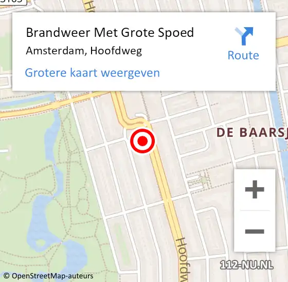 Locatie op kaart van de 112 melding: Brandweer Met Grote Spoed Naar Amsterdam, Hoofdweg op 4 mei 2024 14:15