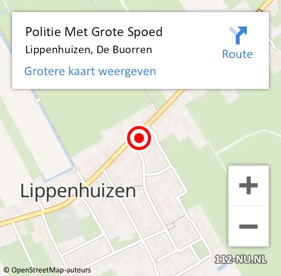 Locatie op kaart van de 112 melding: Politie Met Grote Spoed Naar Lippenhuizen, De Buorren op 4 mei 2024 14:22