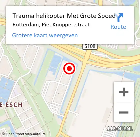 Locatie op kaart van de 112 melding: Trauma helikopter Met Grote Spoed Naar Rotterdam, Piet Knoppertstraat op 4 mei 2024 14:23
