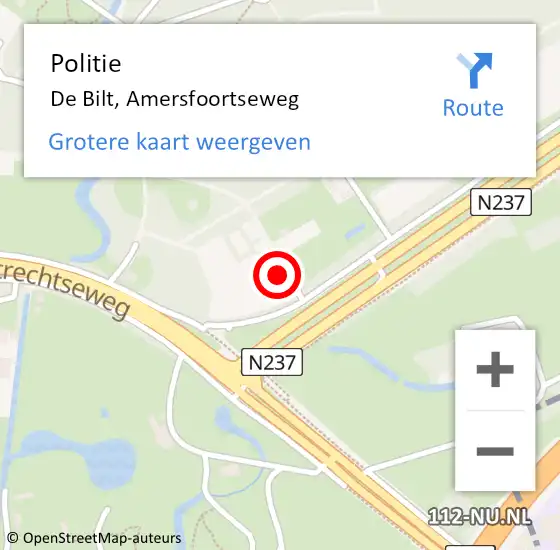 Locatie op kaart van de 112 melding: Politie De Bilt, Amersfoortseweg op 4 mei 2024 14:37