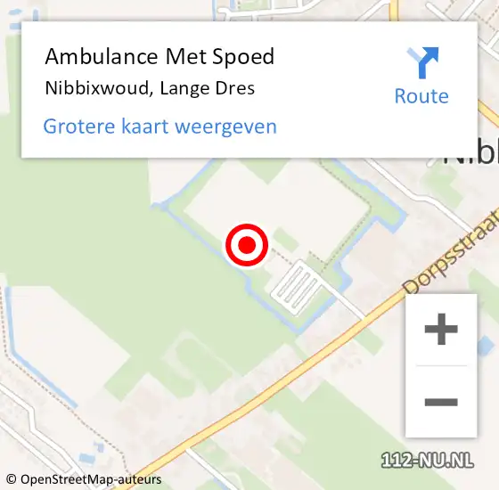 Locatie op kaart van de 112 melding: Ambulance Met Spoed Naar Nibbixwoud, Lange Dres op 4 mei 2024 15:00