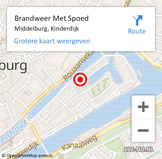 Locatie op kaart van de 112 melding: Brandweer Met Spoed Naar Middelburg, Kinderdijk op 4 mei 2024 15:01