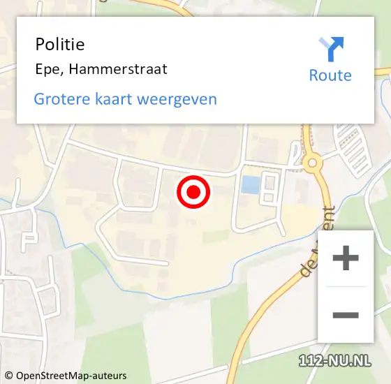 Locatie op kaart van de 112 melding: Politie Epe, Hammerstraat op 4 mei 2024 15:10
