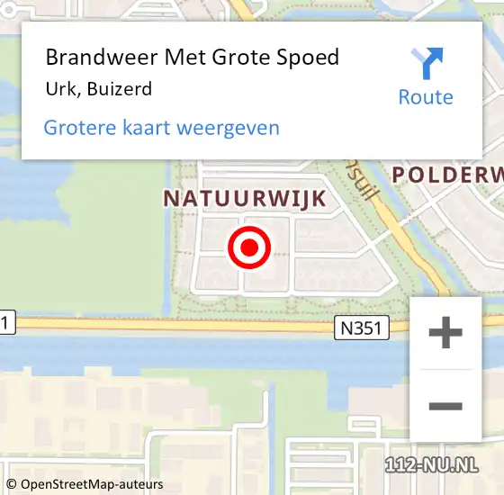 Locatie op kaart van de 112 melding: Brandweer Met Grote Spoed Naar Urk, Buizerd op 4 mei 2024 15:27