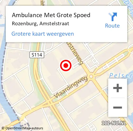 Locatie op kaart van de 112 melding: Ambulance Met Grote Spoed Naar Rozenburg, Amstelstraat op 4 mei 2024 15:31