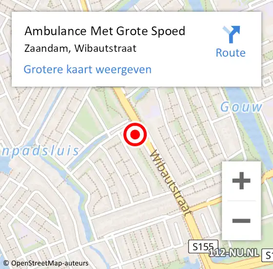 Locatie op kaart van de 112 melding: Ambulance Met Grote Spoed Naar Zaandam, Wibautstraat op 4 mei 2024 15:41