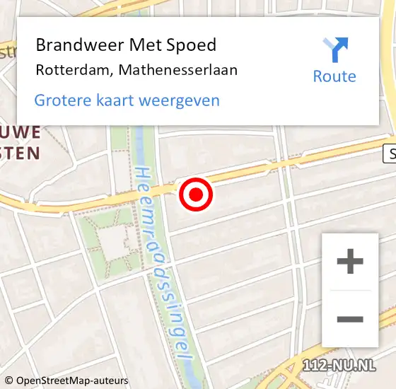 Locatie op kaart van de 112 melding: Brandweer Met Spoed Naar Rotterdam, Mathenesserlaan op 4 mei 2024 15:44