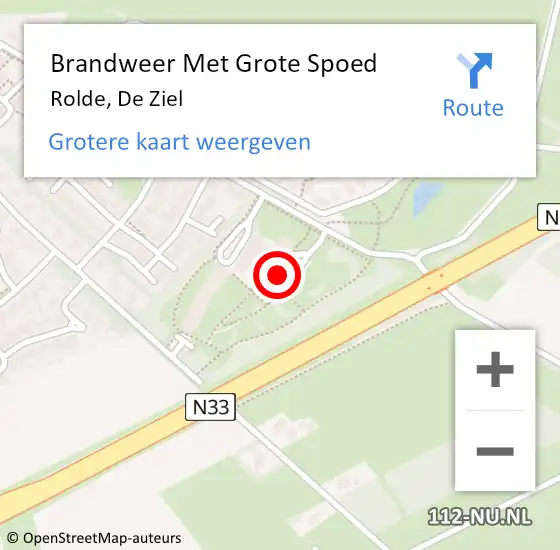 Locatie op kaart van de 112 melding: Brandweer Met Grote Spoed Naar Rolde, De Ziel op 4 mei 2024 15:53