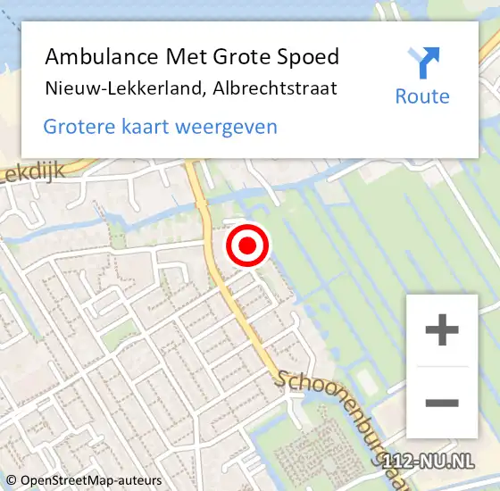 Locatie op kaart van de 112 melding: Ambulance Met Grote Spoed Naar Nieuw-Lekkerland, Albrechtstraat op 4 mei 2024 15:55