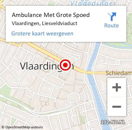 Locatie op kaart van de 112 melding: Ambulance Met Grote Spoed Naar Vlaardingen, Liesveldviaduct op 4 mei 2024 16:01