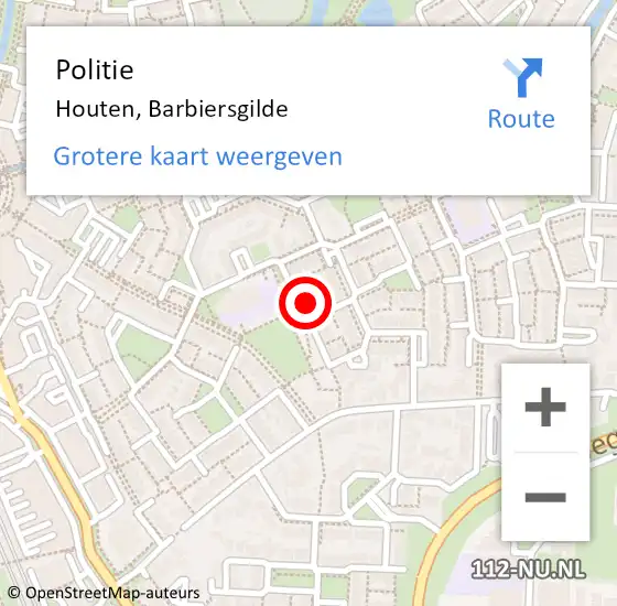 Locatie op kaart van de 112 melding: Politie Houten, Barbiersgilde op 4 mei 2024 16:02