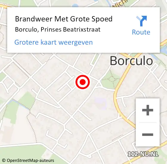 Locatie op kaart van de 112 melding: Brandweer Met Grote Spoed Naar Borculo, Prinses Beatrixstraat op 4 oktober 2014 17:26