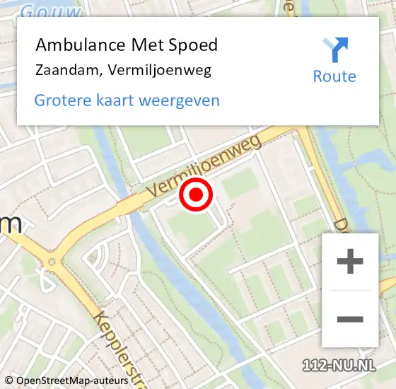 Locatie op kaart van de 112 melding: Ambulance Met Spoed Naar Zaandam, Vermiljoenweg op 4 mei 2024 16:12