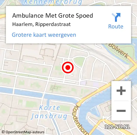 Locatie op kaart van de 112 melding: Ambulance Met Grote Spoed Naar Haarlem, Ripperdastraat op 4 mei 2024 16:21