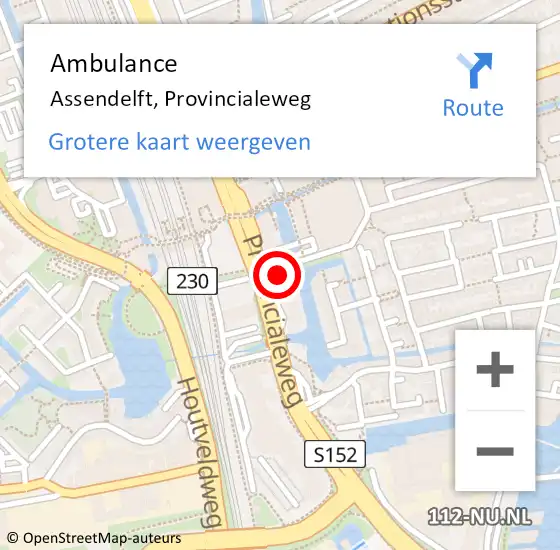 Locatie op kaart van de 112 melding: Ambulance Assendelft, Provincialeweg op 4 mei 2024 16:21