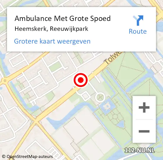 Locatie op kaart van de 112 melding: Ambulance Met Grote Spoed Naar Heemskerk, Reeuwijkpark op 4 mei 2024 16:52