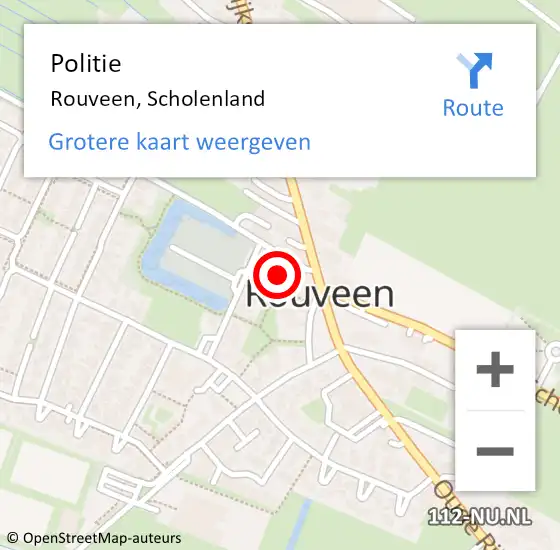 Locatie op kaart van de 112 melding: Politie Rouveen, Scholenland op 4 mei 2024 16:53