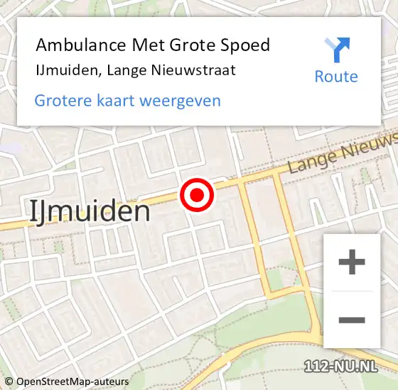 Locatie op kaart van de 112 melding: Ambulance Met Grote Spoed Naar IJmuiden, Lange Nieuwstraat op 4 mei 2024 16:56