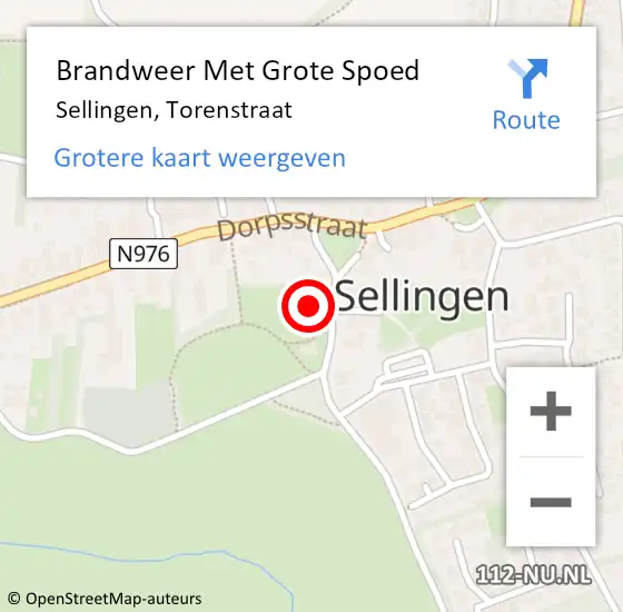 Locatie op kaart van de 112 melding: Brandweer Met Grote Spoed Naar Sellingen, Torenstraat op 4 mei 2024 17:11