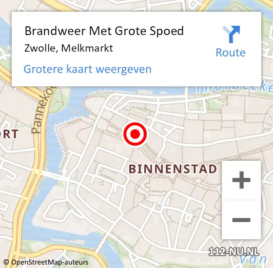 Locatie op kaart van de 112 melding: Brandweer Met Grote Spoed Naar Zwolle, Melkmarkt op 4 mei 2024 17:20