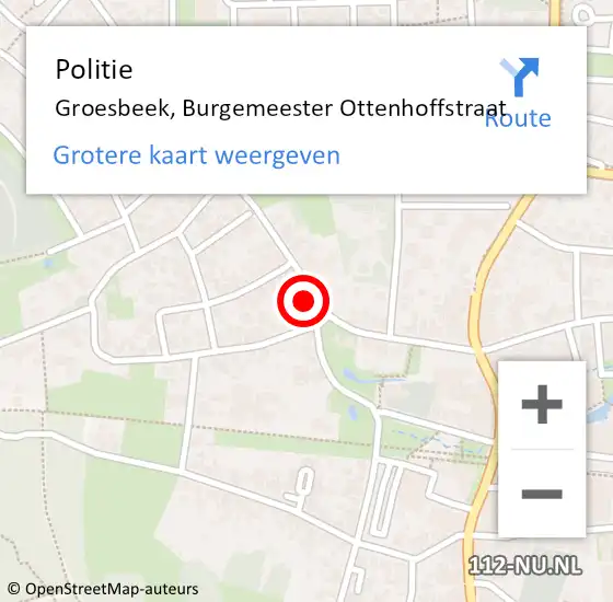 Locatie op kaart van de 112 melding: Politie Groesbeek, Burgemeester Ottenhoffstraat op 4 mei 2024 17:22