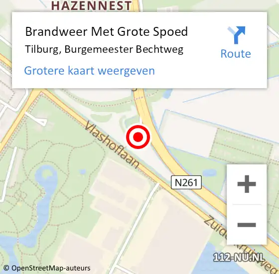 Locatie op kaart van de 112 melding: Brandweer Met Grote Spoed Naar Tilburg, Burgemeester Bechtweg op 4 mei 2024 17:22