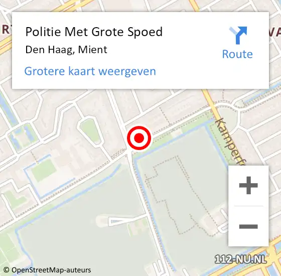 Locatie op kaart van de 112 melding: Politie Met Grote Spoed Naar Den Haag, Mient op 4 mei 2024 17:23