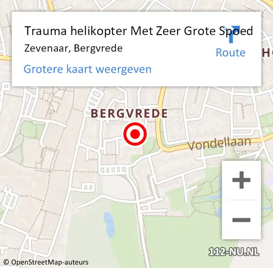 Locatie op kaart van de 112 melding: Trauma helikopter Met Zeer Grote Spoed Naar Zevenaar, Bergvrede op 4 mei 2024 17:24